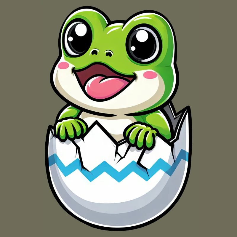 Colorful Easter Egg with Hatching Frog Motif