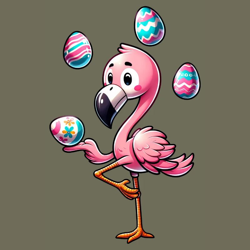 Flamingo Juggling Easter Eggs Easter Festival
