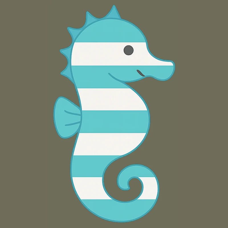Hippocampe turquoise rayé