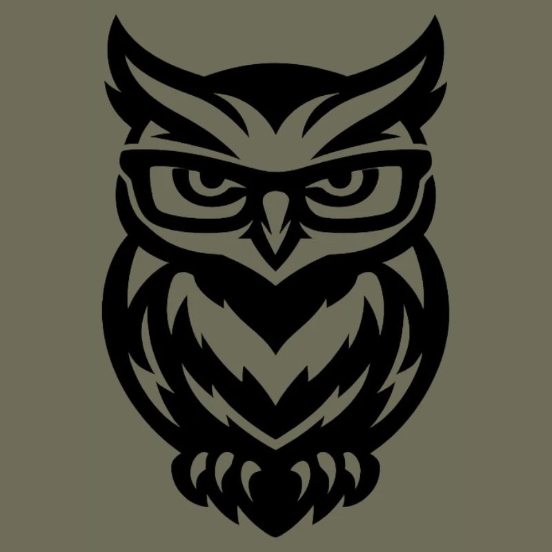 Owl in glasses – linear graphics