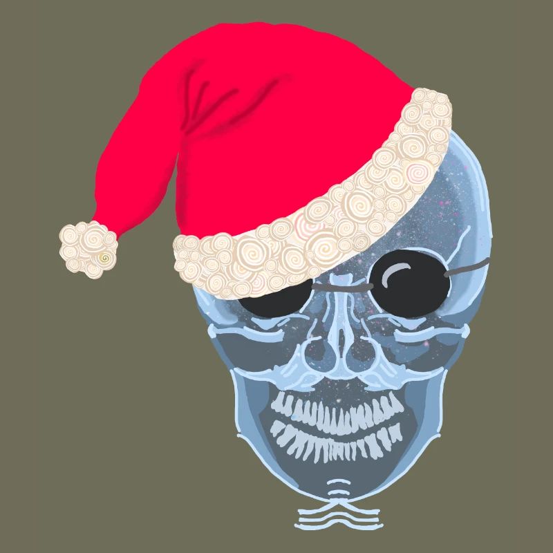 X-ray skull Santa hat, drawing