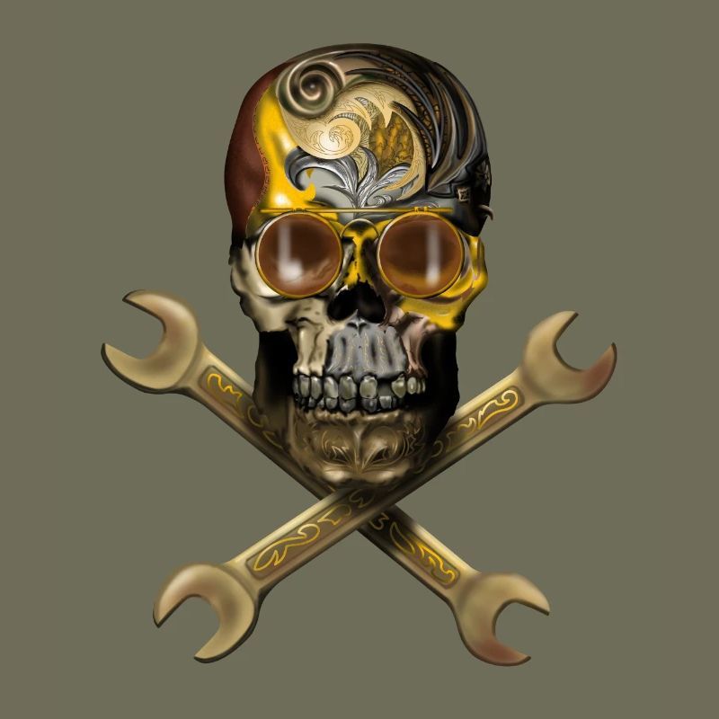 Steampunk skull with tools