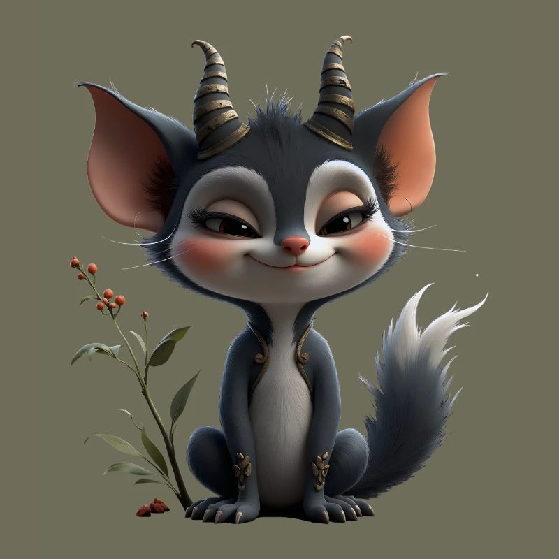 Waldgoblin-Katze mit Hörnern