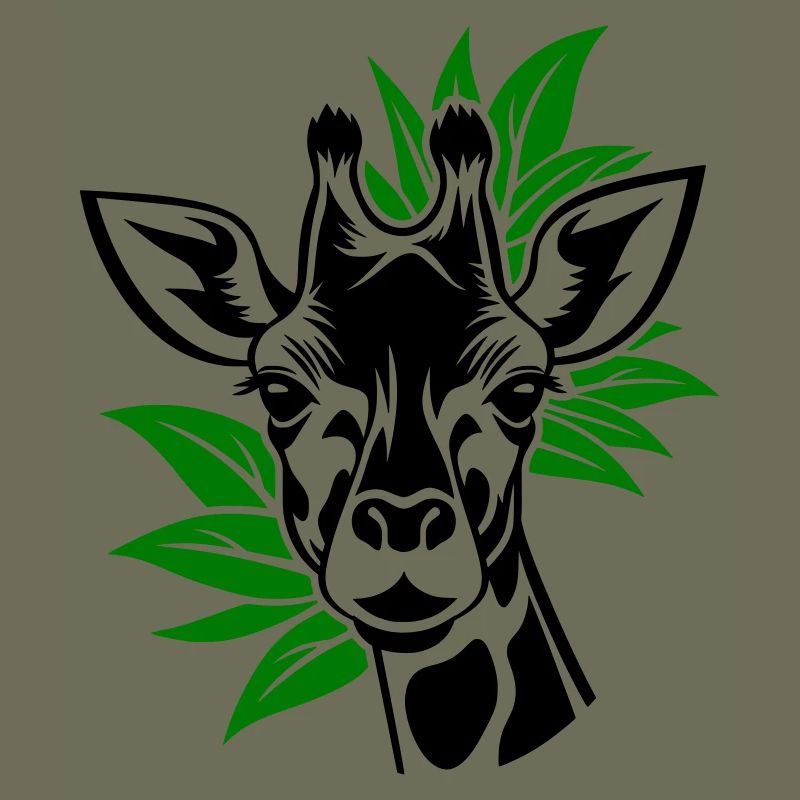 Giraffe mit Blätter im Hintergrund