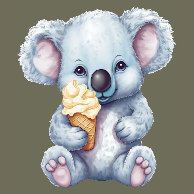 Süßer Comic Koala mit Vanille Softeis