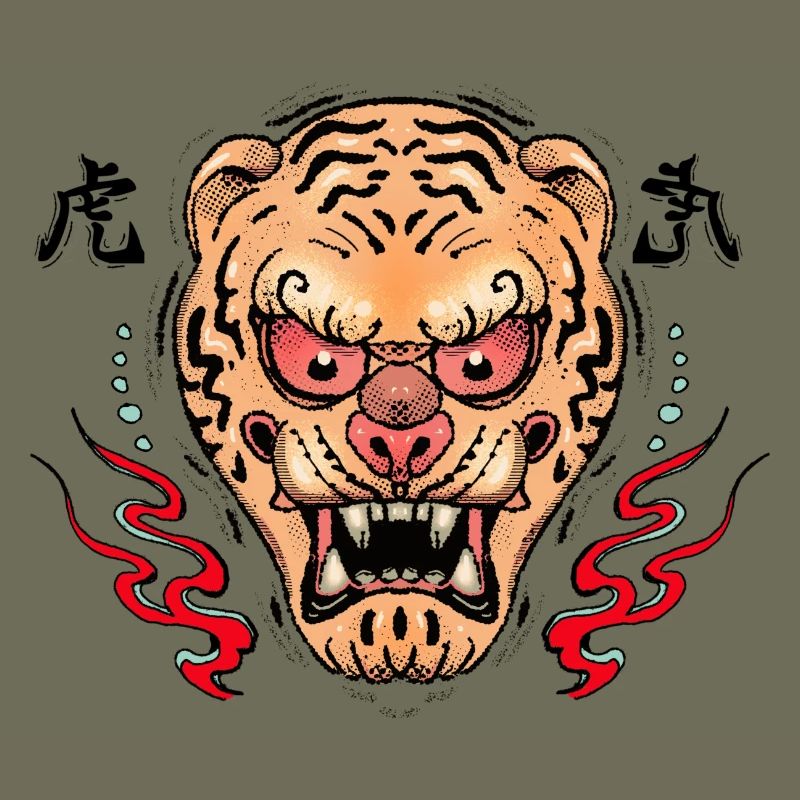 Tiger Oni Mask Illustration
