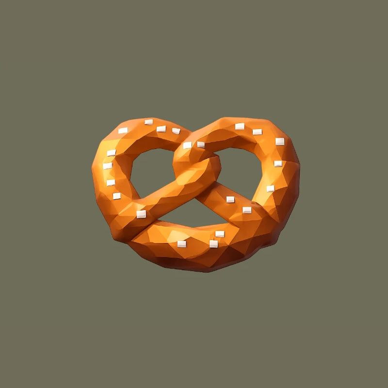 Low Poly Orange Polygonal Pretzel