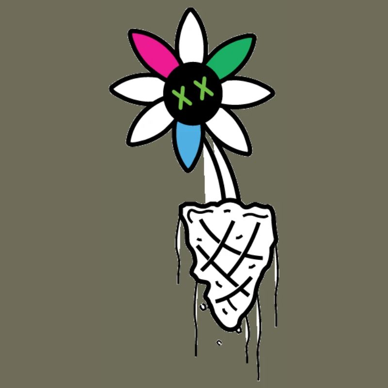 Lebendige Blume Schädel Illustration