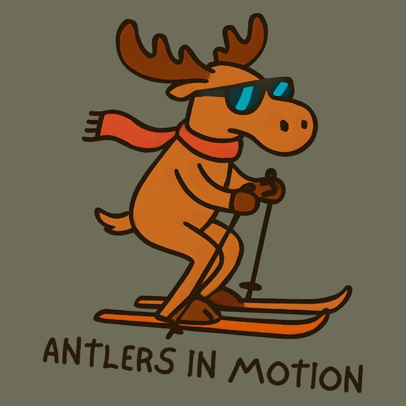 Cool Moose Skiing Illustration