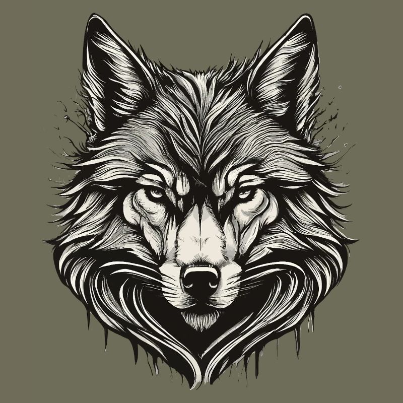 Wolf Head Ink Engraved