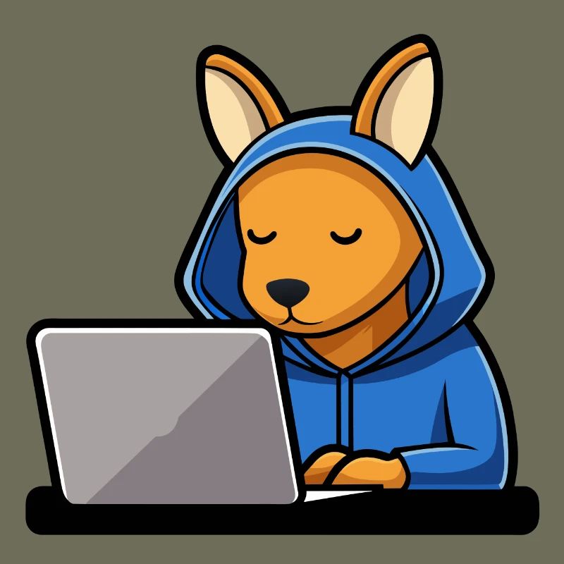 Mignon hacker kangourou en sweat à capuche devant PC