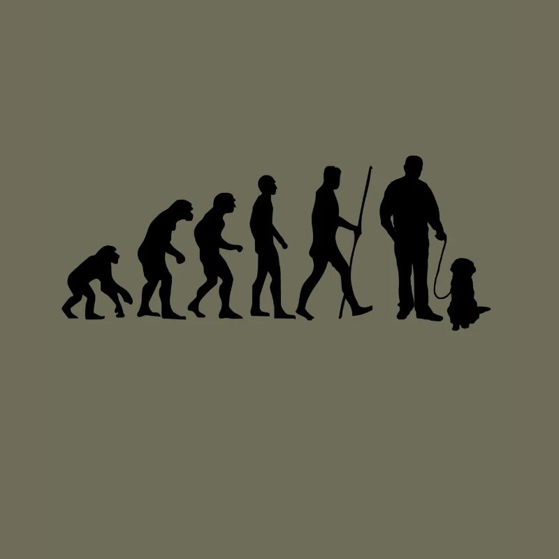 Evolution Herrchen mit Hund als Geschenk