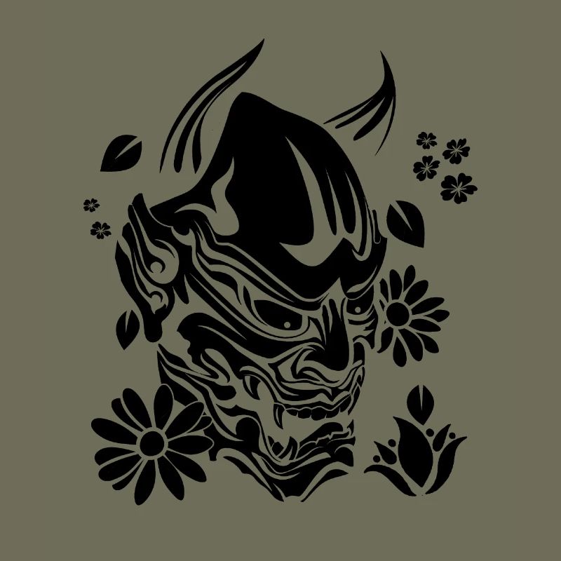 Teufel mit Blumen schwarz