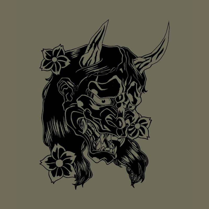 Teufel mit Blumen schwarz