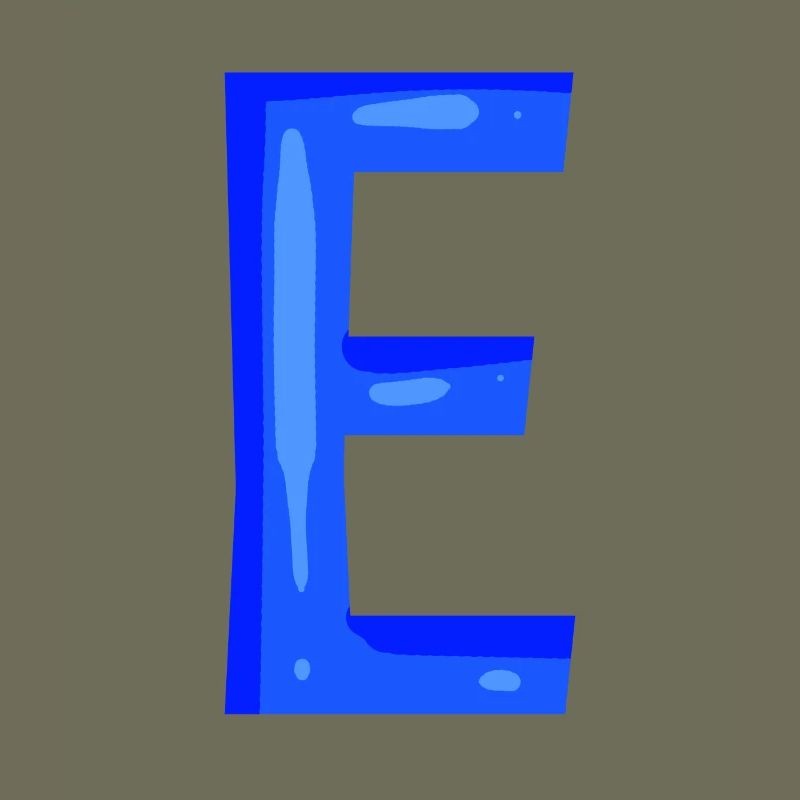 Lettre E initiale bleu