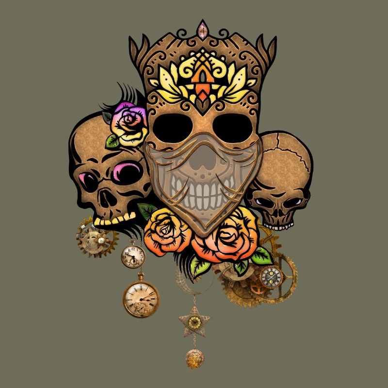 Crâne Steampunk avec des fleurs