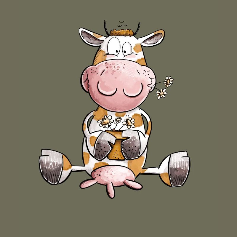 Vache avec des fleurs