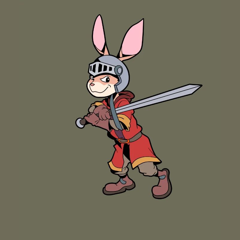 En armure avec épée longue - Lapin