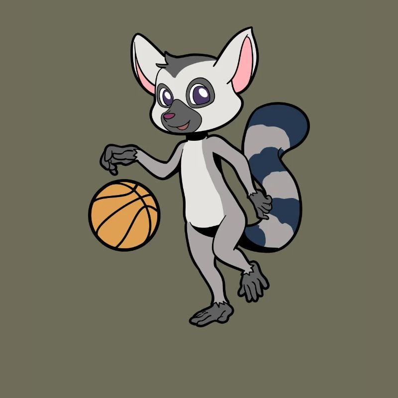 Comic Lemur plays basketball