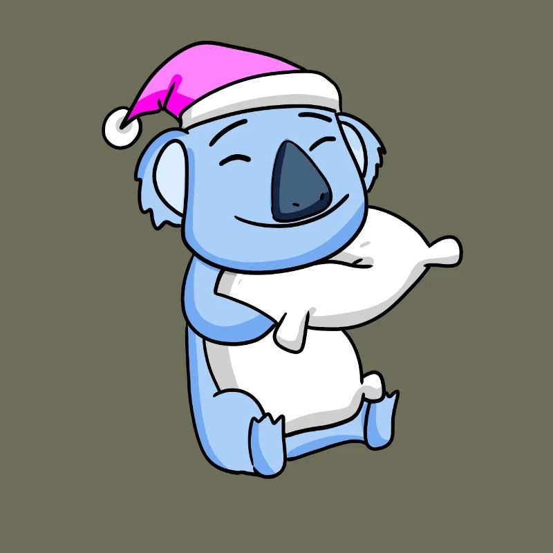 Koala with pillow and sleeping cap