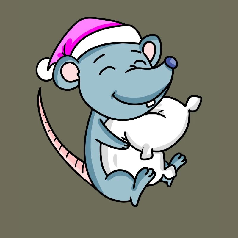 Souris avec oreiller et bonnet de couchage