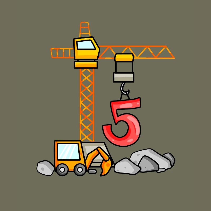 5. Geburtstag 5 Jahre Kran Baustelle Bagger Junge