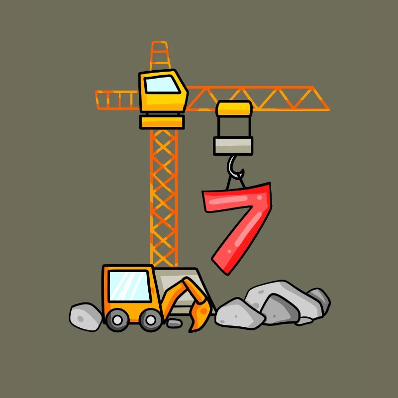 7. Geburtstag 7 Jahre Kran Baustelle Bagger Junge
