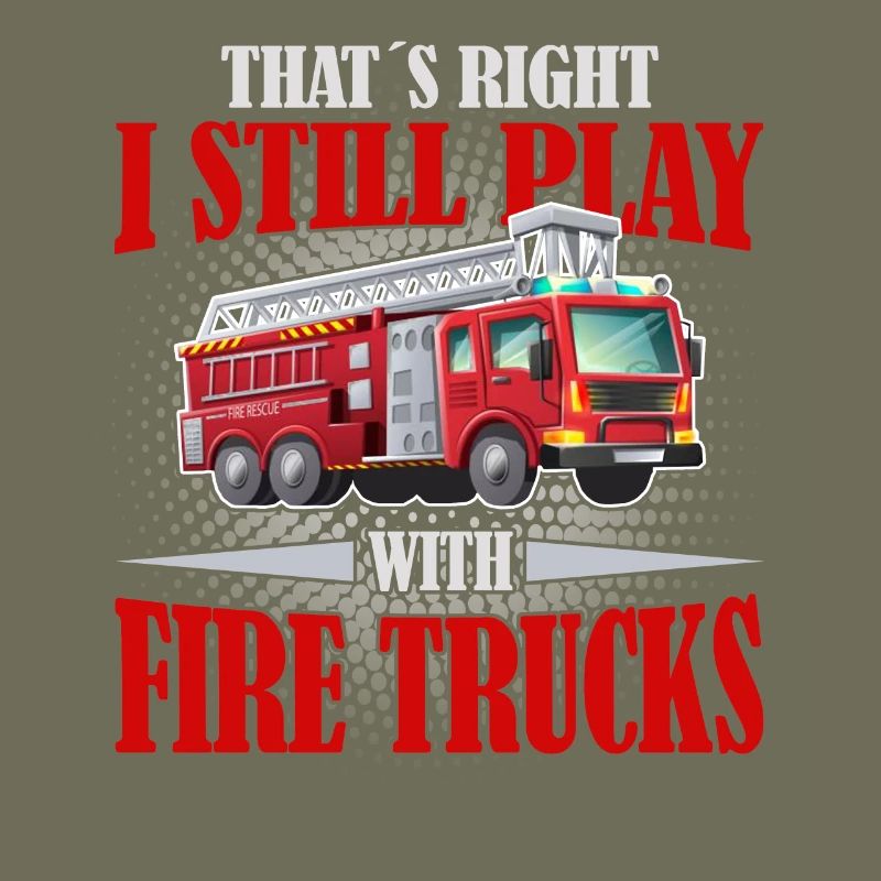 Firefighter likes to play with fire trucks