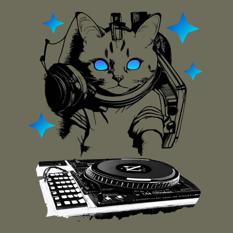 DJ Katze mit Mischpult