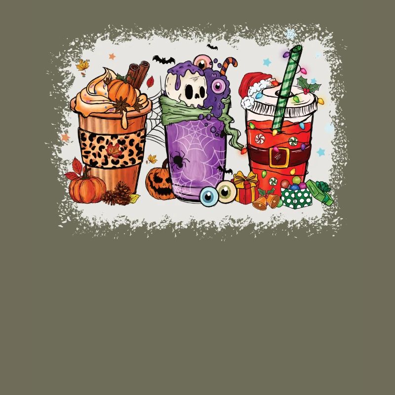 Coffee Cups Hallothanksmas Bleached