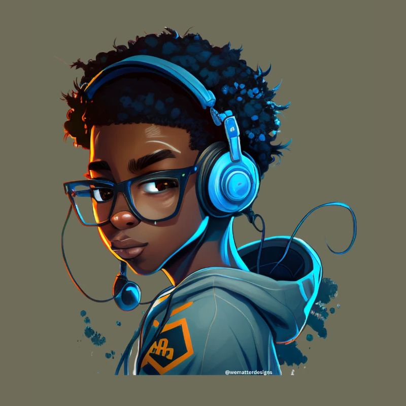 Digital gaming character with headset