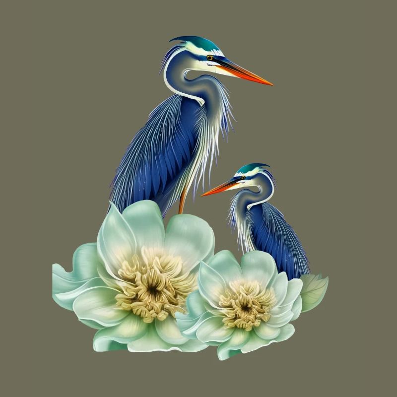 Der elegante Kranich mit Blumen