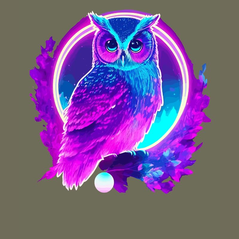 Eule Neon Moon Synthwave