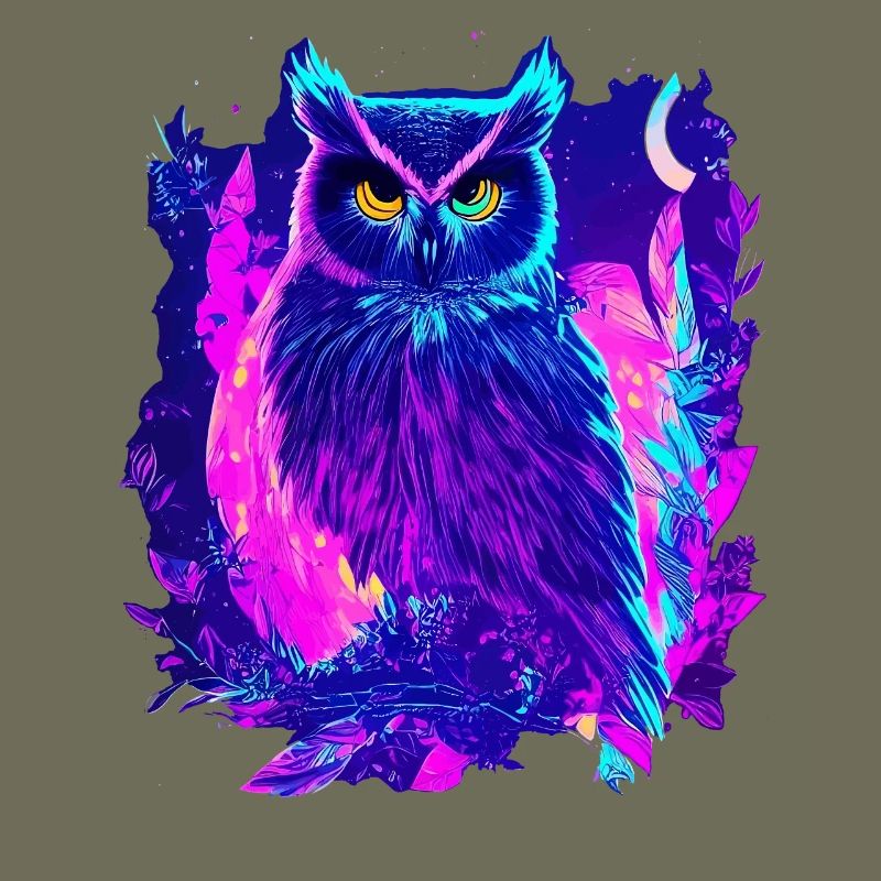 Neon leuchtende Eule Synthwave
