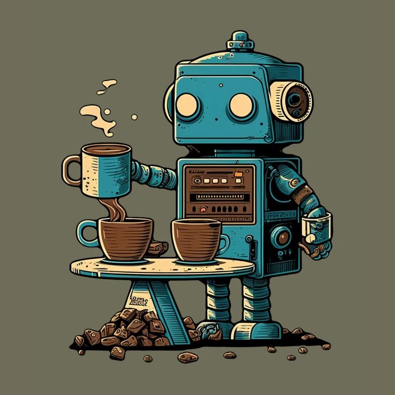 Blechroboter macht Kaffee