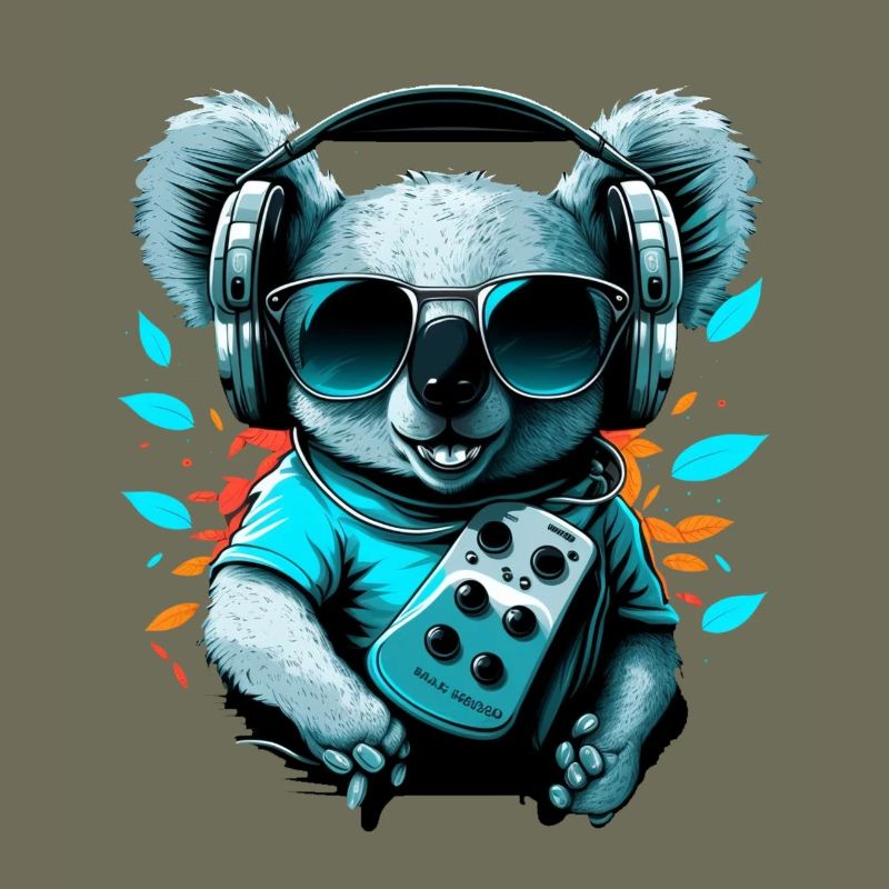 Koala bear with Walkman and sunglasses