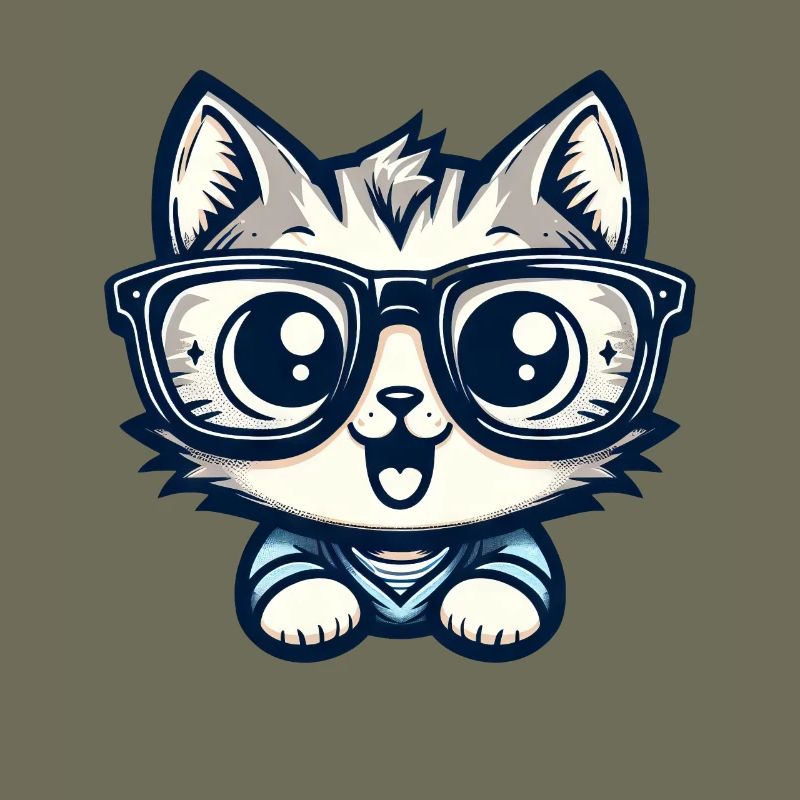 Niedliche Comic-Katze mit Nerd-Brille