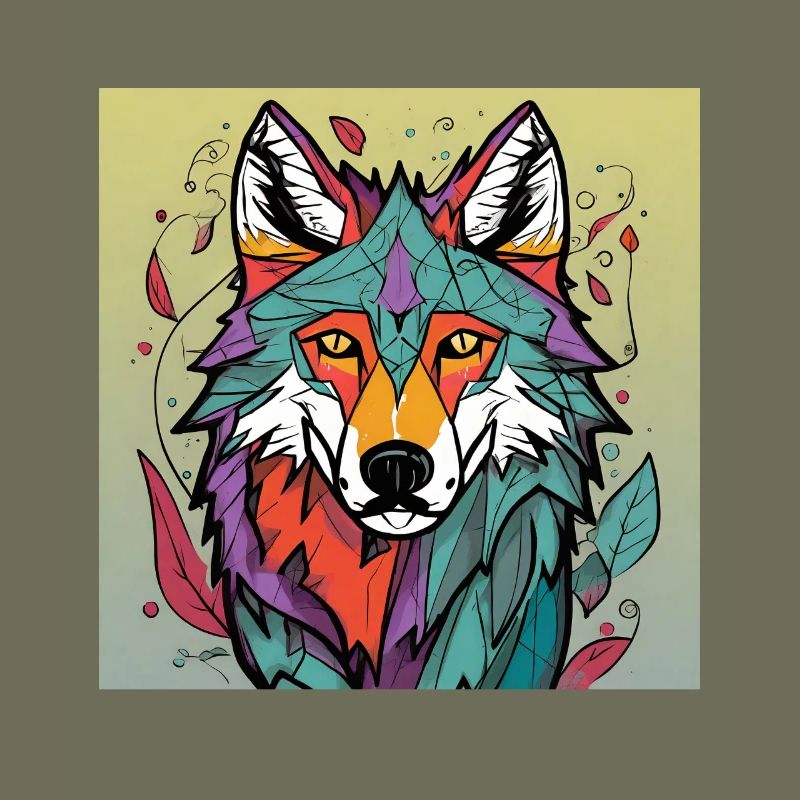 Geometrischer Wolfskopf Farbexplosion