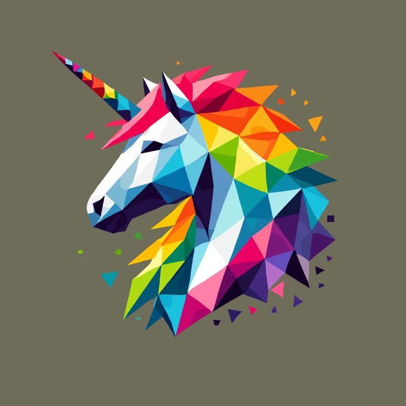 Geometrisches Polygon Einhorn Regenbogen Fantasy Kunst