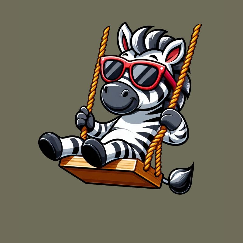 Cool zebra on swing with sunglasses