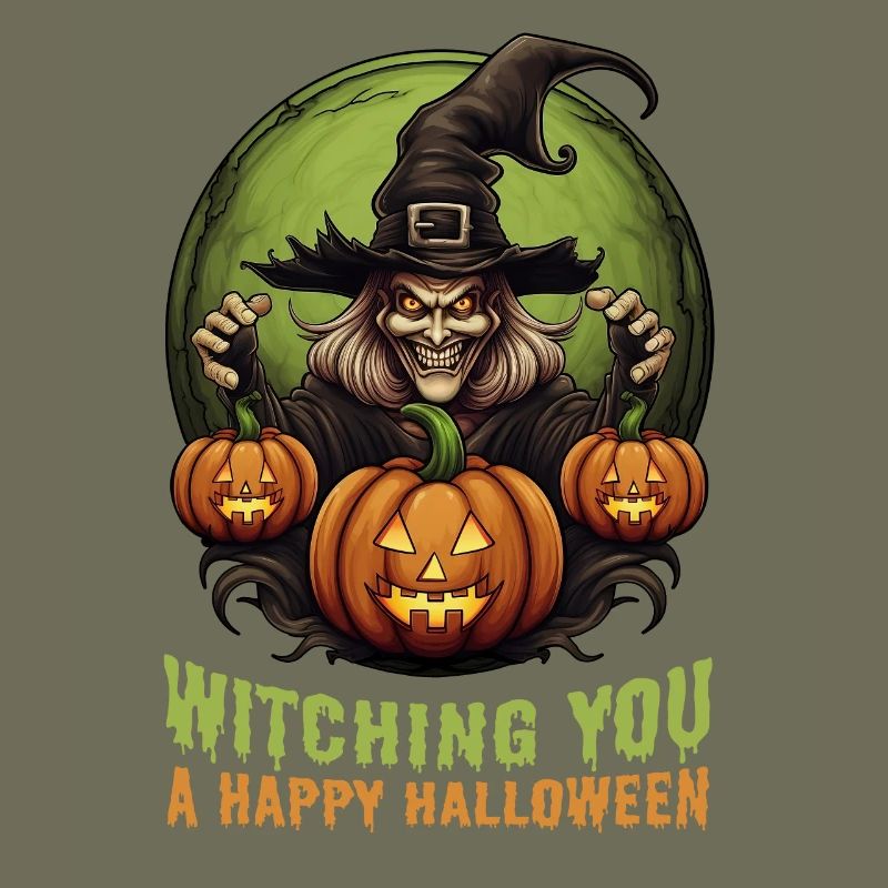 Happy Halloween Party Witch Pumpkins Jack O'Lantern
