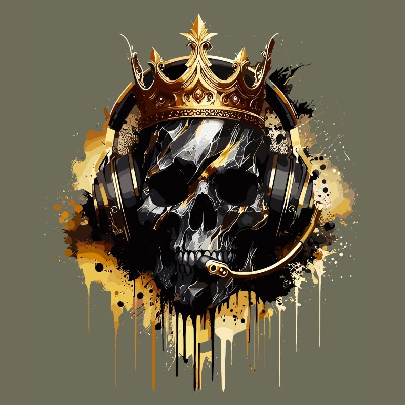 Crâne de jeu doré avec couronne
