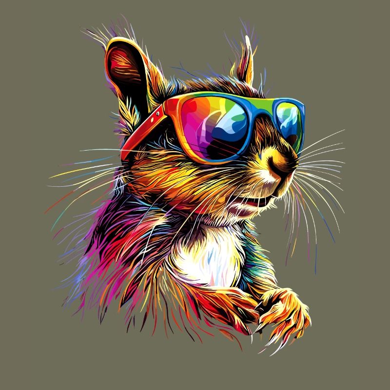 Eichhörnchen Kopfhörer Bunt Popart DJ Eichhörnchen
