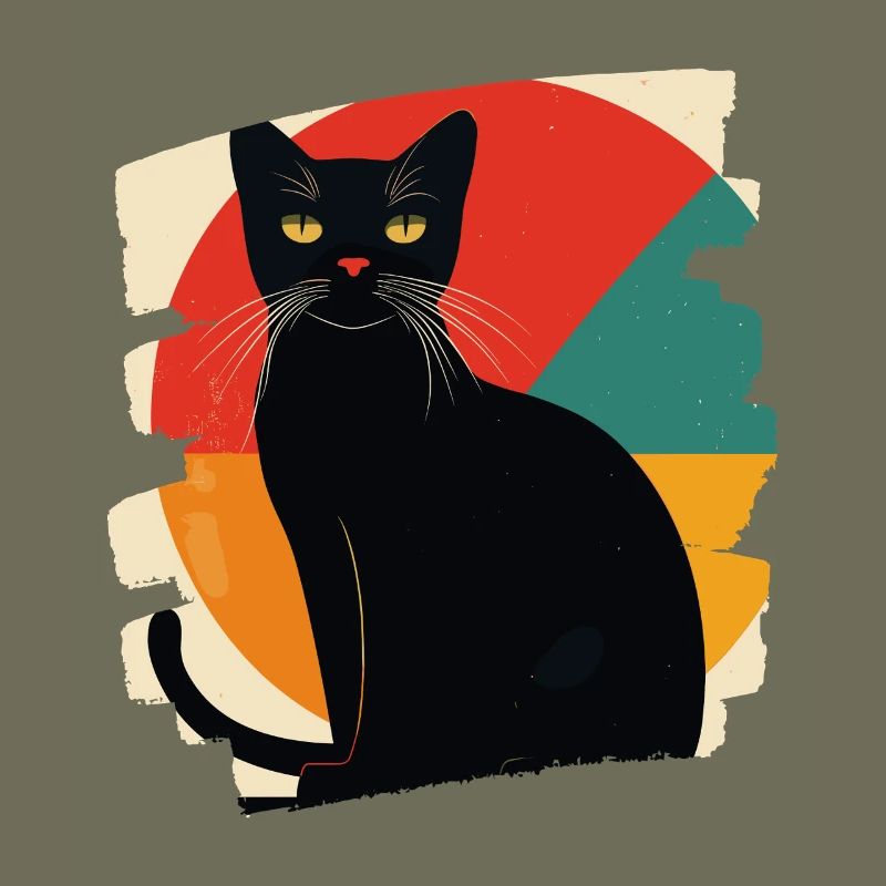 Schwarze Katze Retro