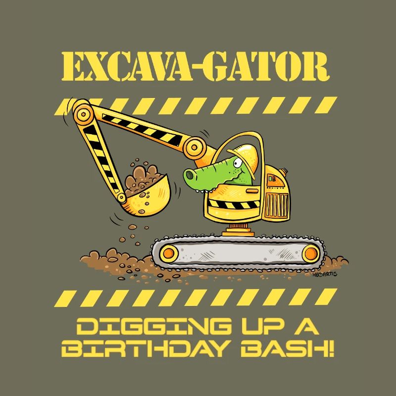 Construction Site Excavator Crocodile Saying Pun