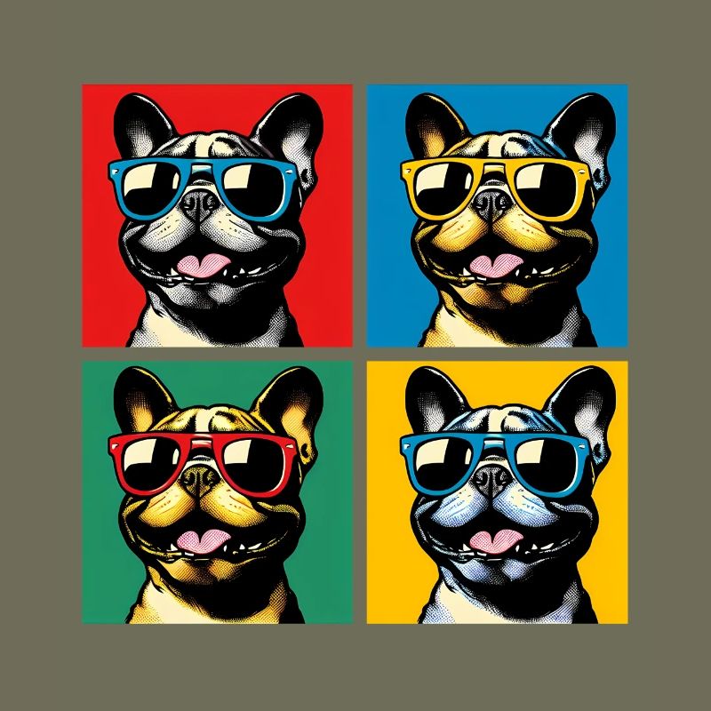 Frenchie Pop Art Bubbles, Pancake, Chonk, Nibbles