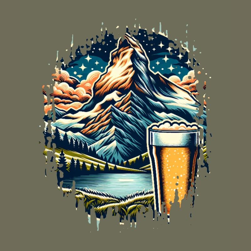 Alpenlandschaft mit Bierglas