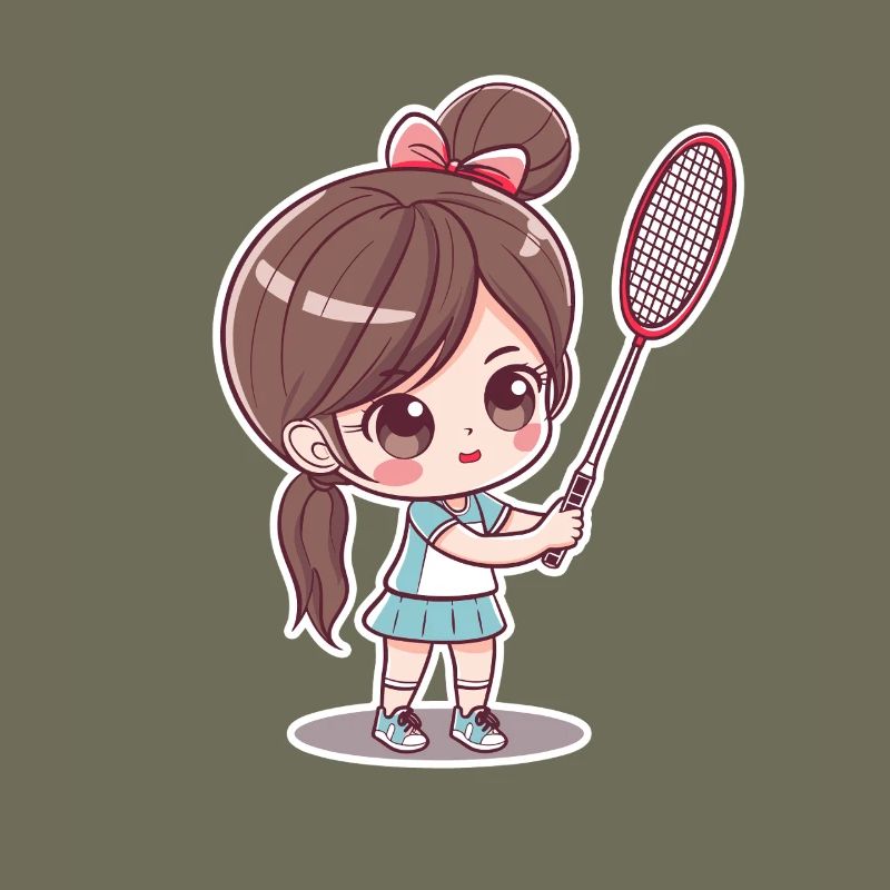 Badmintonspielerin Comic