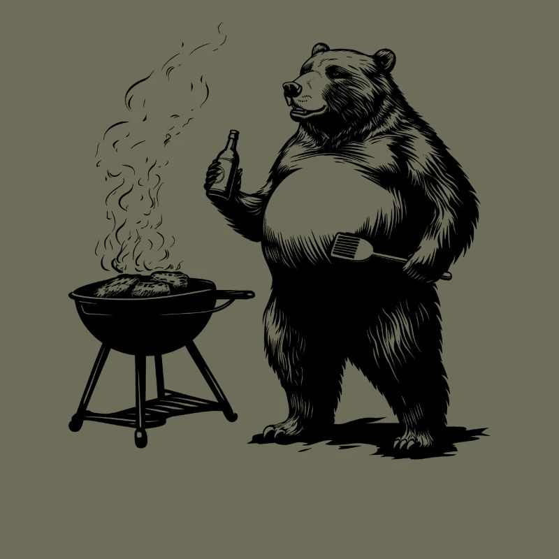 Grill Master Bear Funny Gift for Dads