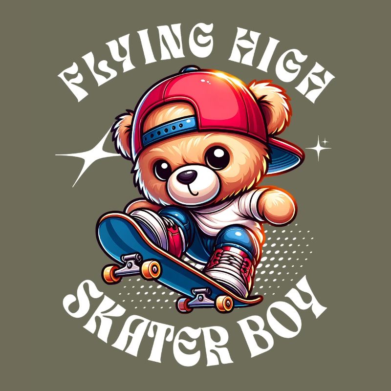 Skater Teddybär auf Skateboard